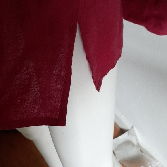 Talbots shirt Linen tunic top red pink 8 m s blouse summer business classic - Picture 5 of 5